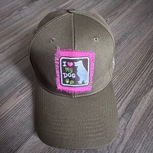 Dog Lover Army Green Handmade Hat Adjustable I Love My Dog Baseball Hat
